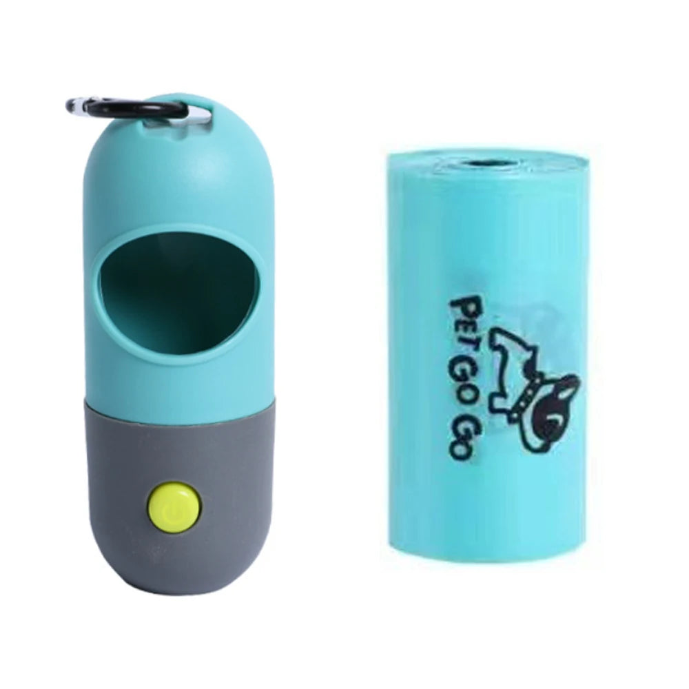 Dog Poop Bag Dispenser with LED Light – Clip-On Holder for Walks